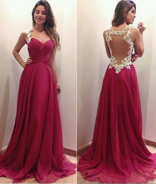 Sweetheart Neckline Lace-Up Back Formal Gown Red
