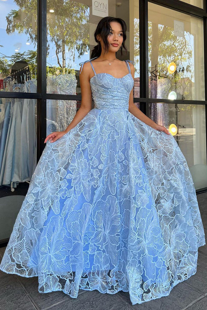 A Line Blue Lace Long Prom Dresses, Blue Lace Formal Dresses, Long Blu abcprom A Line Blue Lace Long Prom Dresses, Blue Lace Formal Dresses, Long Blu abcprom