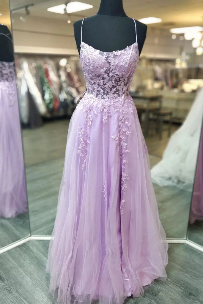 A Line Lavender Lace Long Prom Dress, Lilac Lace Formal Dress, Lavende abcprom A Line Lavender Lace Long Prom Dress, Lilac Lace Formal Dress, Lavende abcprom