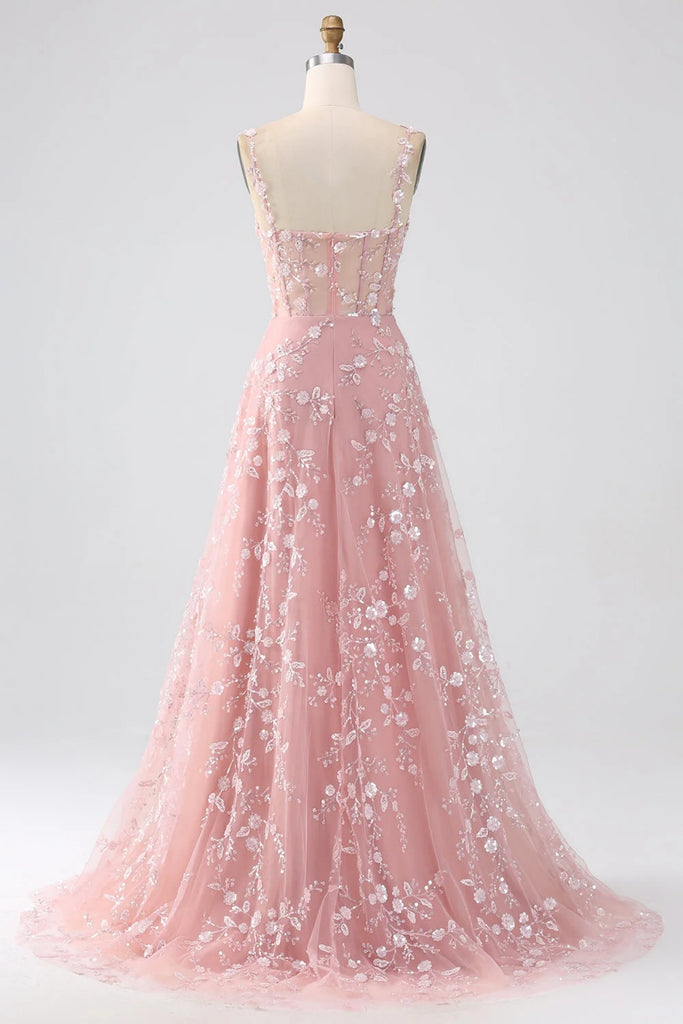 light pink aline dress Furlla Women Light Pink Strapless Beaded Prom Dress A-Line Satin Gown with Corset Back, Light Pink / US6
