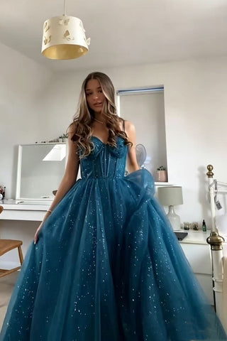 A Line Halter V Neck Backless Purple Tulle Long Prom Dress with High S – abcprom