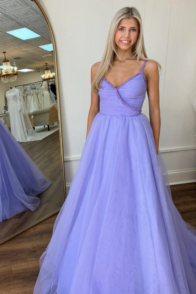 A Line V Neck Open Back Beaded Surplice Lavender Long Prom Dress, Lave abcprom A Line V Neck Open Back Beaded Surplice Lavender Long Prom Dress, Lave abcprom