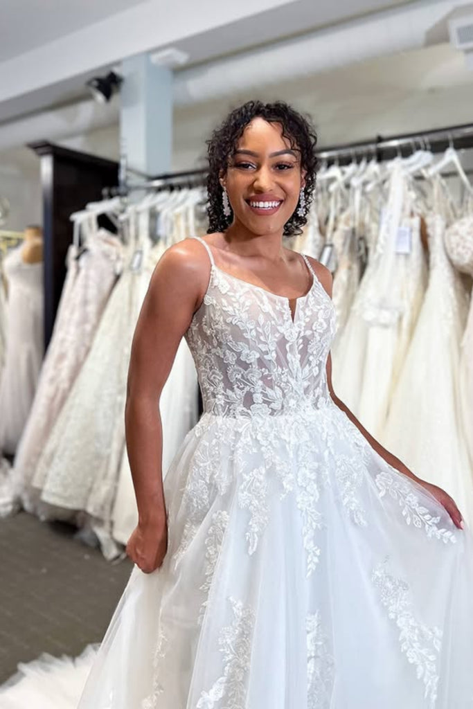 A Line V Neck Open Back White Lace Long Prom Dress, White Lace Formal Dress, White Evening Dress A2572 A Line V Neck Open Back White Lace Long Prom Dress, White Lace Formal Dress, White Evening Dress A2572