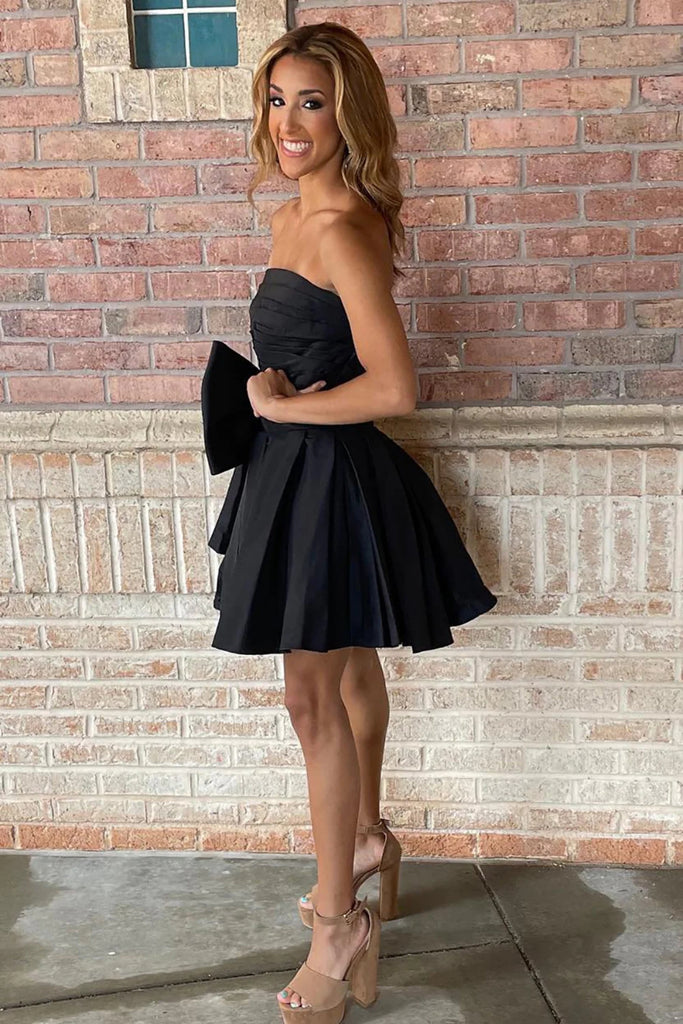 Cute Strapless Black/Red Short Prom Dress, Strapless Black/Red Homecom abcprom Cute Strapless Black/Red Short Prom Dress, Strapless Black/Red Homecom abcprom