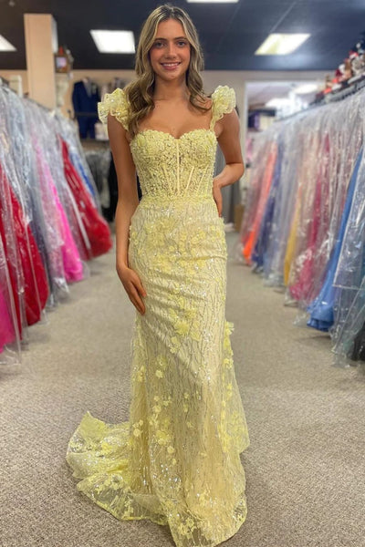 Mermaid Red/Yellow Lace Long Prom Dress, Red/Yellow Lace Formal Dress, Long Red/Yellow Evening Dress A2026