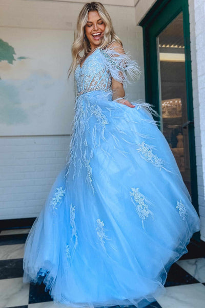 Off Shoulder Light Blue Lace Long Prom Dress with Belt, Beaded Off the Shoulder Formal Dress, Light Blue Lace Evening Dress A1986