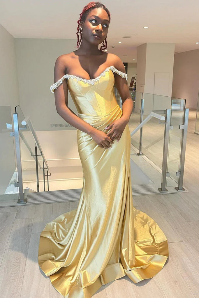 Off Shoulder Mermaid Beaded Purple/Yellow/Black Long Prom Dress, Merma abcprom Off Shoulder Mermaid Beaded Purple/Yellow/Black Long Prom Dress, Merma abcprom