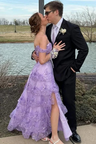 Mermaid Strapless Purple Lace Long Prom Dress, Purple Lace Formal Dress, Long Purple Evening Dress A1733
