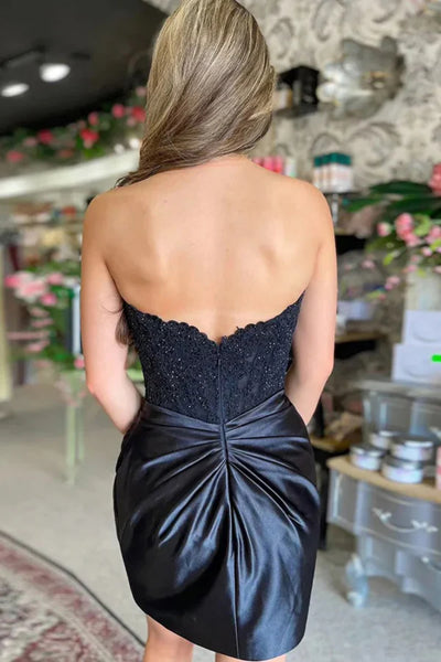 Pretty Mermaid Black Lace Short Prom Dress, Black Lace Homecoming Dress, Black Party Dress A2454