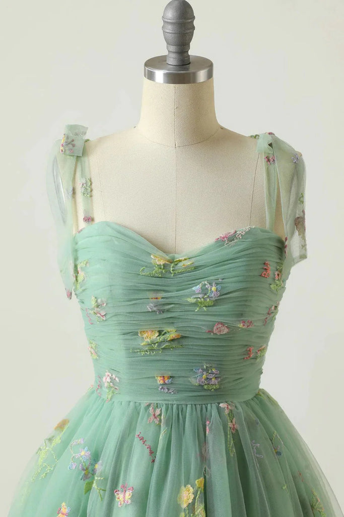 Princess Green/Blue/Pink Short Prom Dress with 3D Flowers, Green/Blue/ abcprom Princess Green/Blue/Pink Short Prom Dress with 3D Flowers, Green/Blue/ abcprom