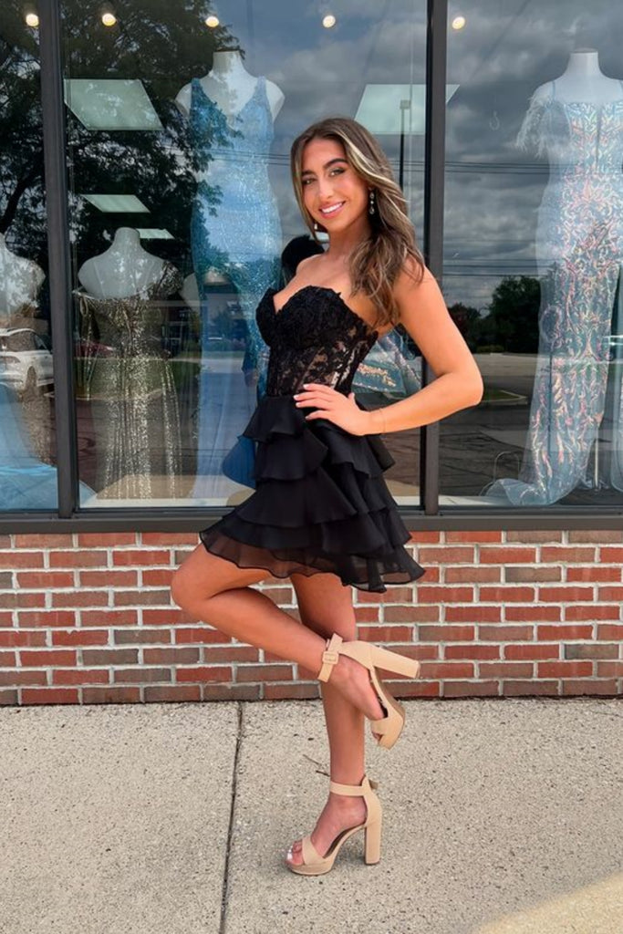 black prom dress with shoes Spaghetti Straps Satin Black Prom Dress Evening Gown With Slit PSK553 US6 / Black