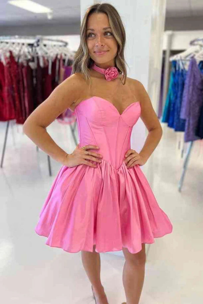 Simple Strapless Sweetheart Neck Mint Green/Hot Pink Short Prom Dresse abcprom Simple Strapless Sweetheart Neck Mint Green/Hot Pink Short Prom Dresse abcprom