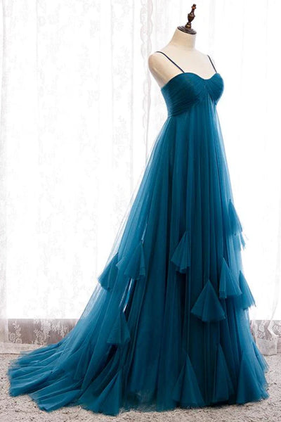 Sweetheart Neck Blue Long Prom Dress, Long Blue Formal Graduation Evening Dress A1913