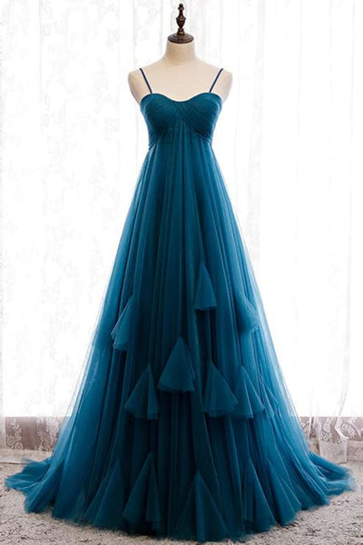 Sweetheart Neck Blue Long Prom Dress, Long Blue Formal Graduation Evening Dress A1913