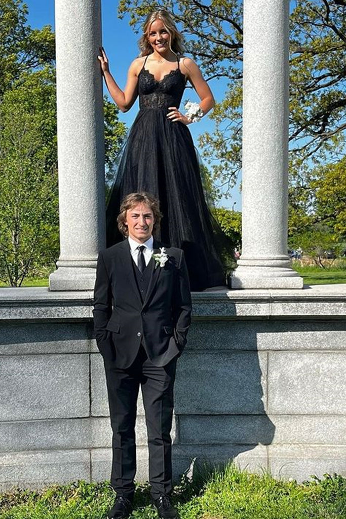 V Neck Beaded Black Lace Long Prom Dress, Black Tulle Formal Dress, Bl – abcprom V Neck Beaded Black Lace Long Prom Dress, Black Tulle Formal Dress, Bl – abcprom