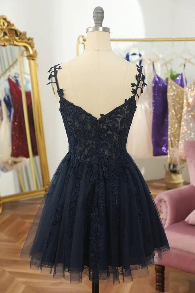 V Neck Beaded Navy Blue Lace Prom Dress, Navy Blue Lace Homecoming Dre abcprom V Neck Beaded Navy Blue Lace Prom Dress, Navy Blue Lace Homecoming Dre abcprom