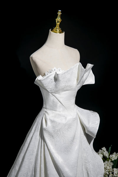 White Lace Wedding Dresses, White Lace Satin Wedding Dresses, Wedding Gowns