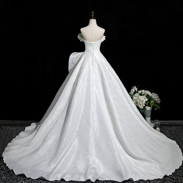 White Lace Wedding Dresses, White Lace Satin Wedding Dresses, Wedding Gowns