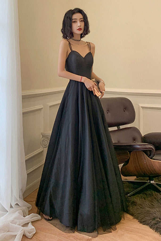 A Line Open Back Black Long Prom Dress, Long Black Formal Graduation E abcprom A Line Open Back Black Long Prom Dress, Long Black Formal Graduation E abcprom