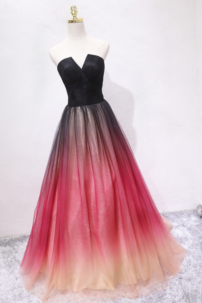 A Line V Neck Open Back Ombre Long Prom Dress, Backless Ombre Formal G abcprom A Line V Neck Open Back Ombre Long Prom Dress, Backless Ombre Formal G abcprom