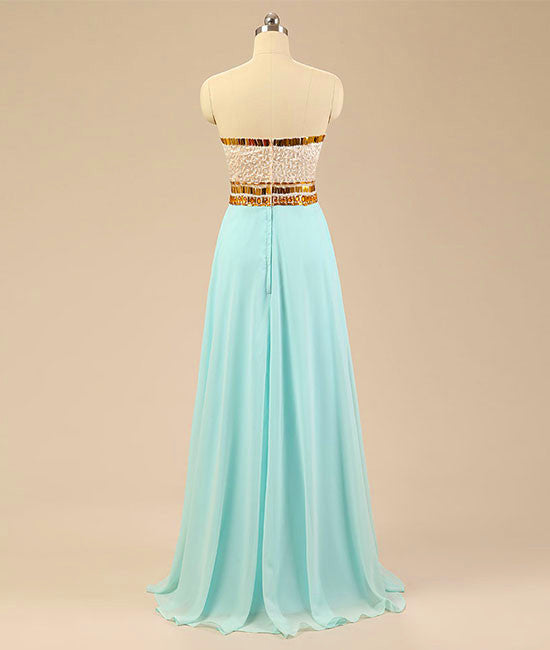 A Line Sweetheart Neck Chiffon Long Light Green Prom Dresses, Light Gr –  abcprom