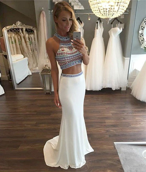 White prom deals dress 2 piece