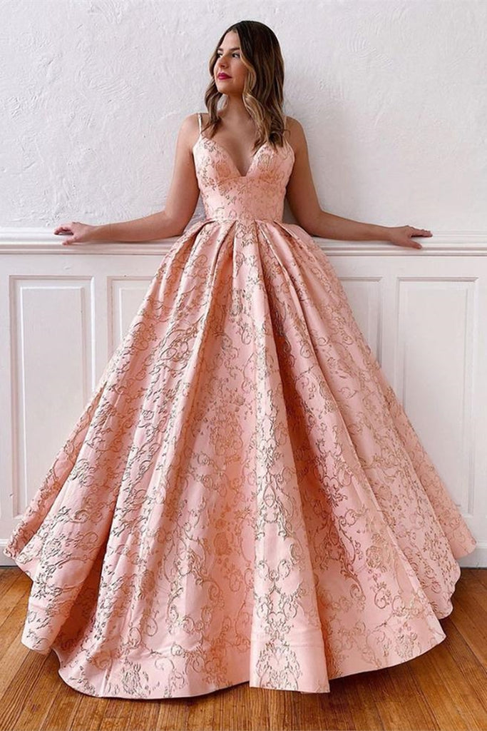 A Line V Neck Backless Pink Lace Prom Dress, Open Back Pink Lace Forma abcprom A Line V Neck Backless Pink Lace Prom Dress, Open Back Pink Lace Forma abcprom