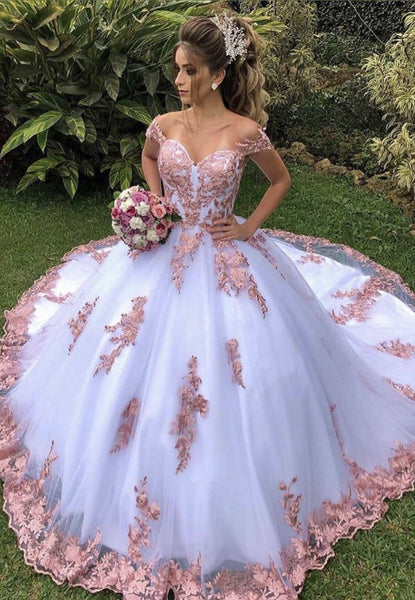 Amazing Off Shoulder White Lace Long Prom Dress, White Lace Formal Evening Dress, White Ball Gown