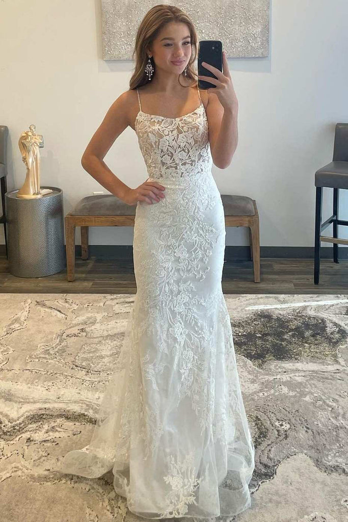 Backless Mermaid White Lace Long Prom Dress, White Lace Formal Dress, Mermaid White Evening Dress A1751 Backless Mermaid White Lace Long Prom Dress, White Lace Formal Dress, Mermaid White Evening Dress A1751