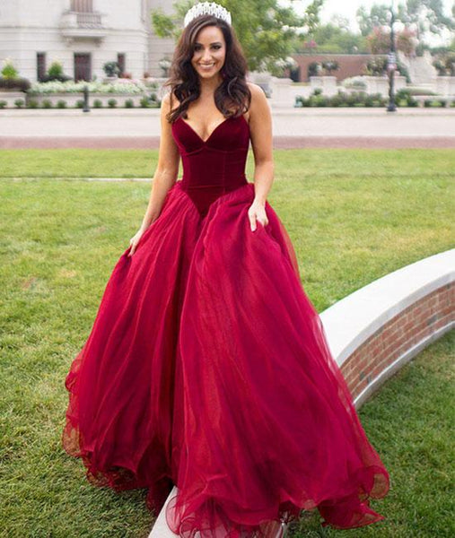 Custom Made A Line Sweetheart Neck Burgundy Long Prom Dresses, Burgundy Long Evening Formal Graduation Dresses