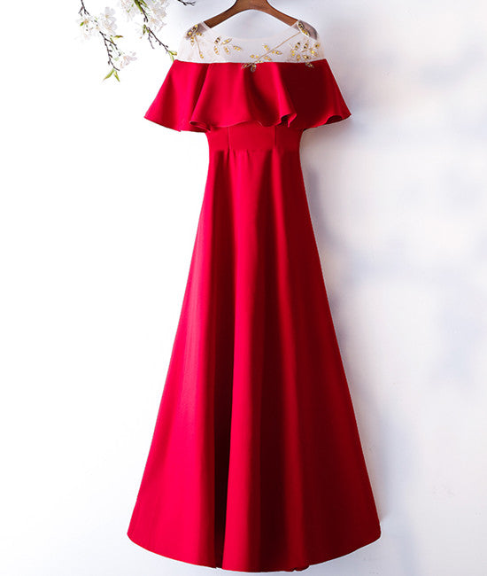 Custom Made Round Neck Red Long Prom Dresses, Red Prom Gown, Formal Dr – abcprom Custom Made Round Neck Red Long Prom Dresses, Red Prom Gown, Formal Dr – abcprom