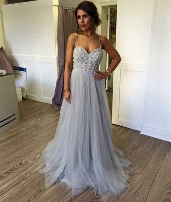 Custom Made Sweetheart Neck Straps Grey Prom Dresses, Bridesmaid Dress abcprom Custom Made Sweetheart Neck Straps Grey Prom Dresses, Bridesmaid Dress abcprom