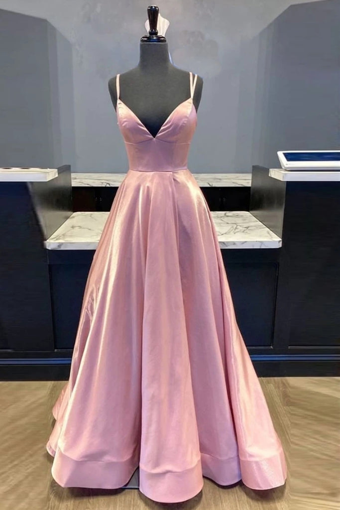 Custom Made V Neck Backless Pink Prom Dress, Backless Pink Formal Dres abcprom Custom Made V Neck Backless Pink Prom Dress, Backless Pink Formal Dres abcprom