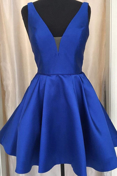 Cute V Neck Lavender/Red/Blue Satin Short Prom Dress, V Neck Lavender/Red/Blue Homecoming Dress, Formal Evening Dress