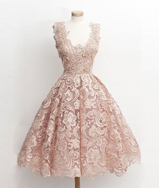 Cute Light Pink Short Lace Prom Dresses, Short Formal Dresses, Lace Ev abcprom Cute Light Pink Short Lace Prom Dresses, Short Formal Dresses, Lace Ev abcprom