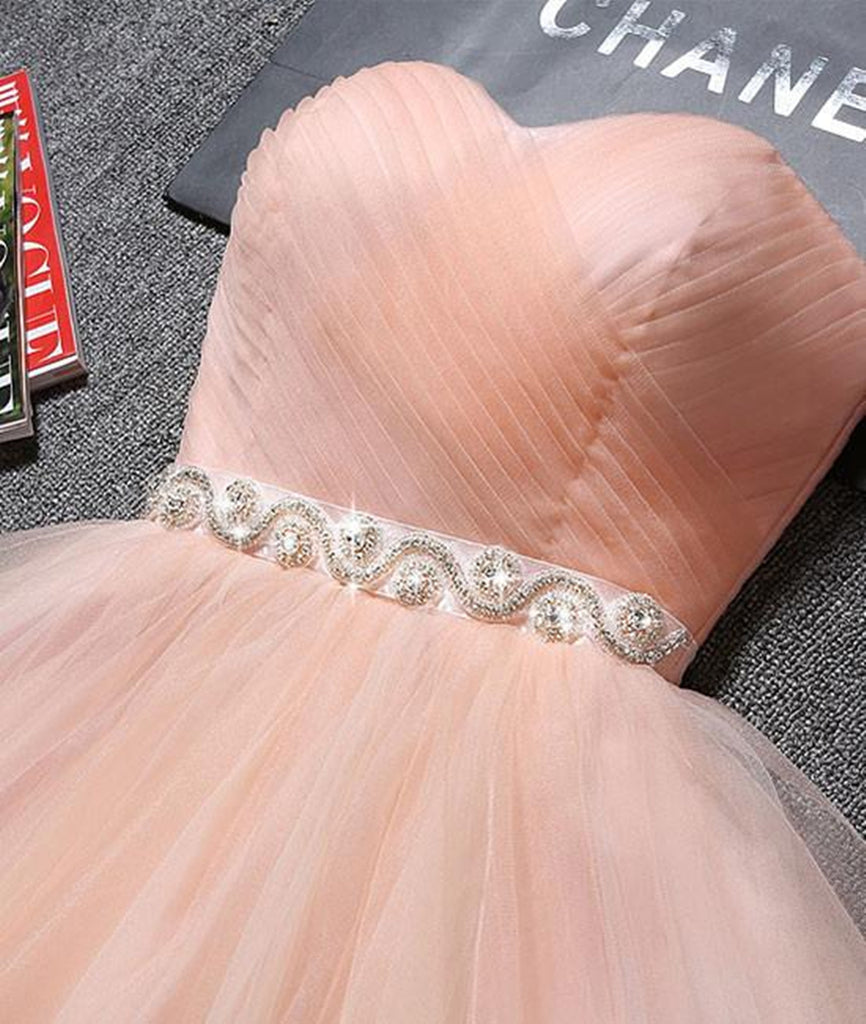 Cute Sweetheart Neck Backless Pink Short Prom Dresses, Backless Pink H   abcprom