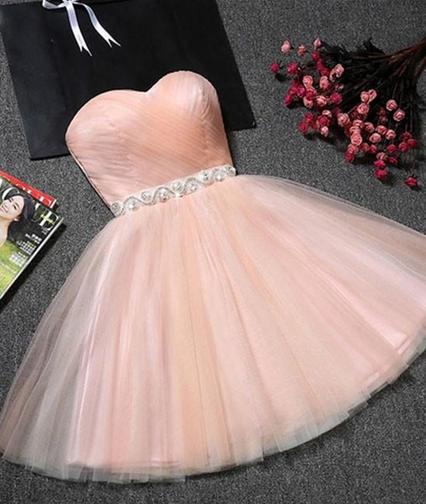 Cute Sweetheart Neck Backless Pink Short Prom Dresses, Backless Pink H abcprom Cute Sweetheart Neck Backless Pink Short Prom Dresses, Backless Pink H abcprom