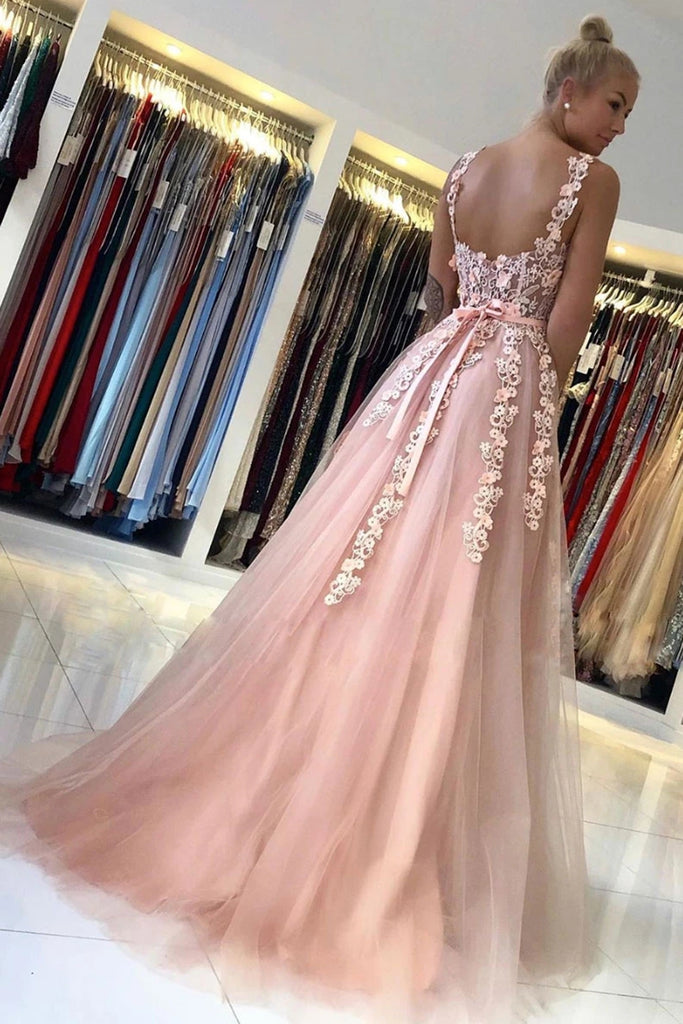 Elegant Backless Long Pink Lace Floral Prom Dress, Pink Lace Formal Gr abcprom Elegant Backless Long Pink Lace Floral Prom Dress, Pink Lace Formal Gr abcprom