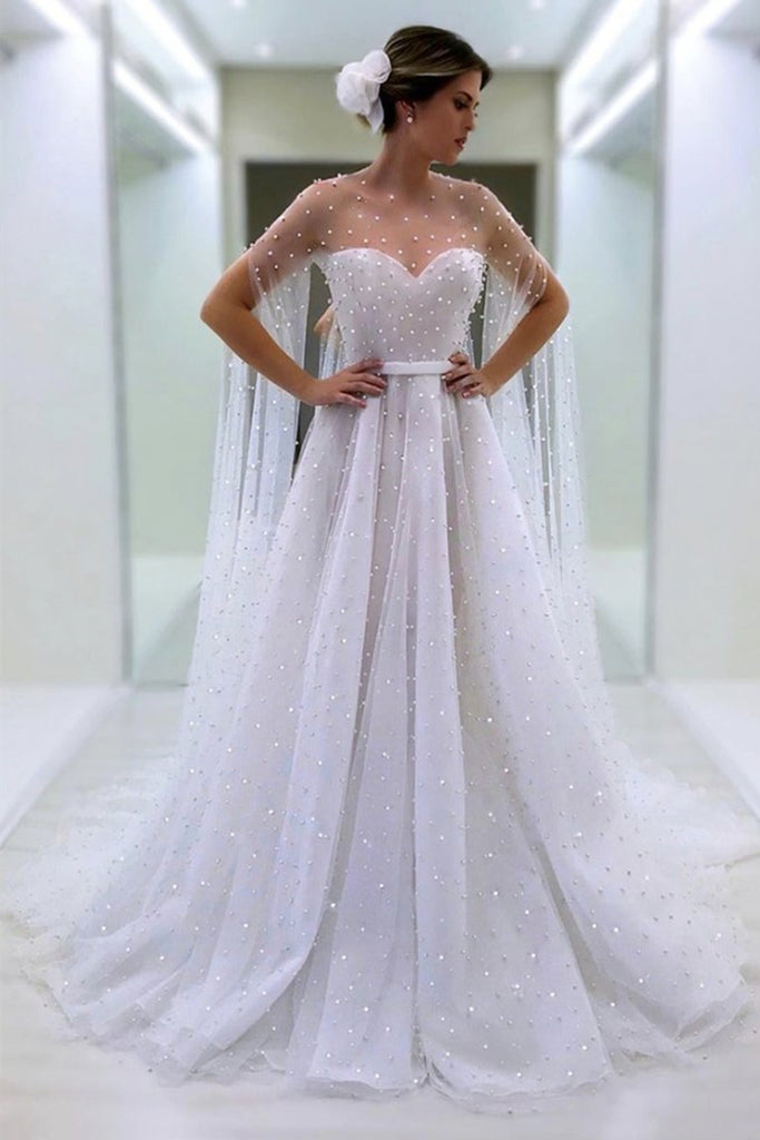 Elegant Beaded White Long Prom Dress, White Formal Dress, Long White B abcprom Elegant Beaded White Long Prom Dress, White Formal Dress, Long White B abcprom