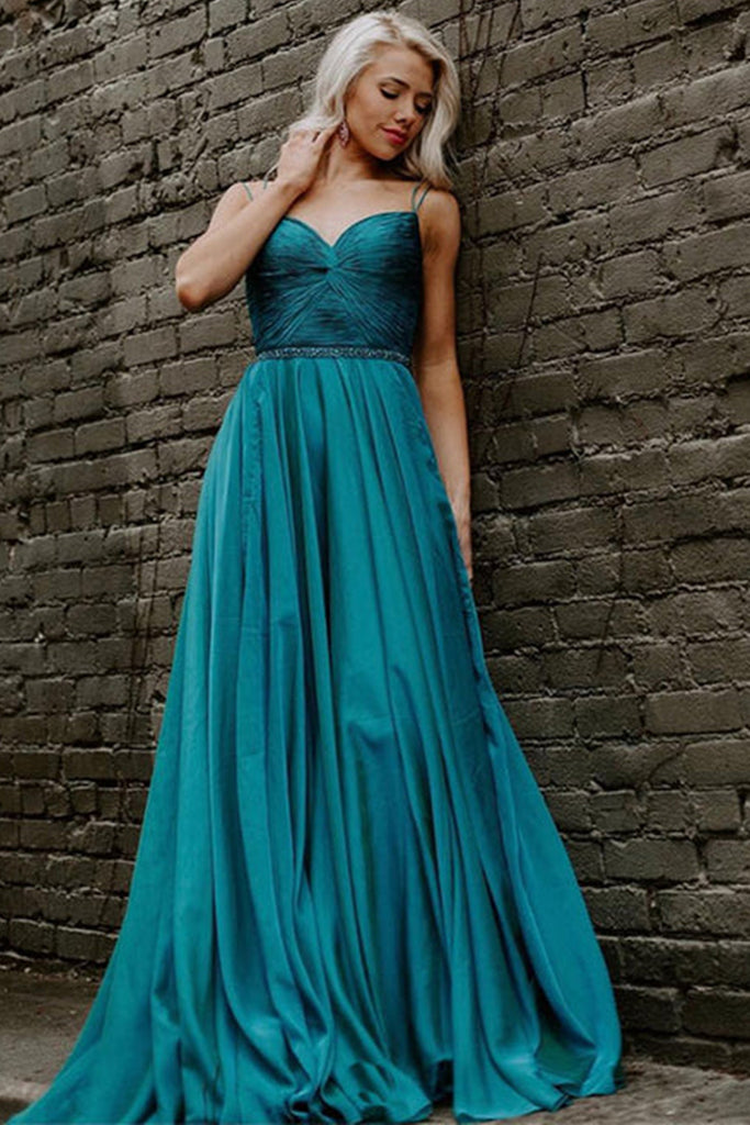 Elegant Green Chiffon Long Prom Dress with Belt, Green Chiffon Formal abcprom Elegant Green Chiffon Long Prom Dress with Belt, Green Chiffon Formal abcprom