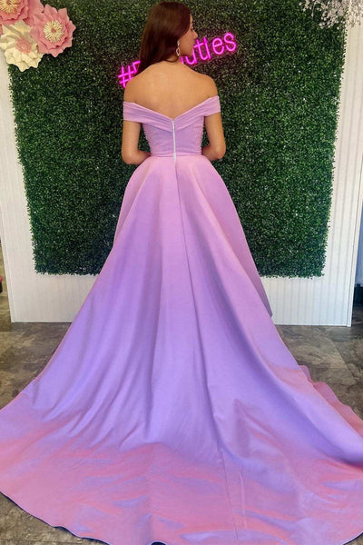 Elegant Off Shoulder Beaded Purple Long Prom Dress, Off the Shoulder Purple Formal Dress, Purple Evening Dress A1741
