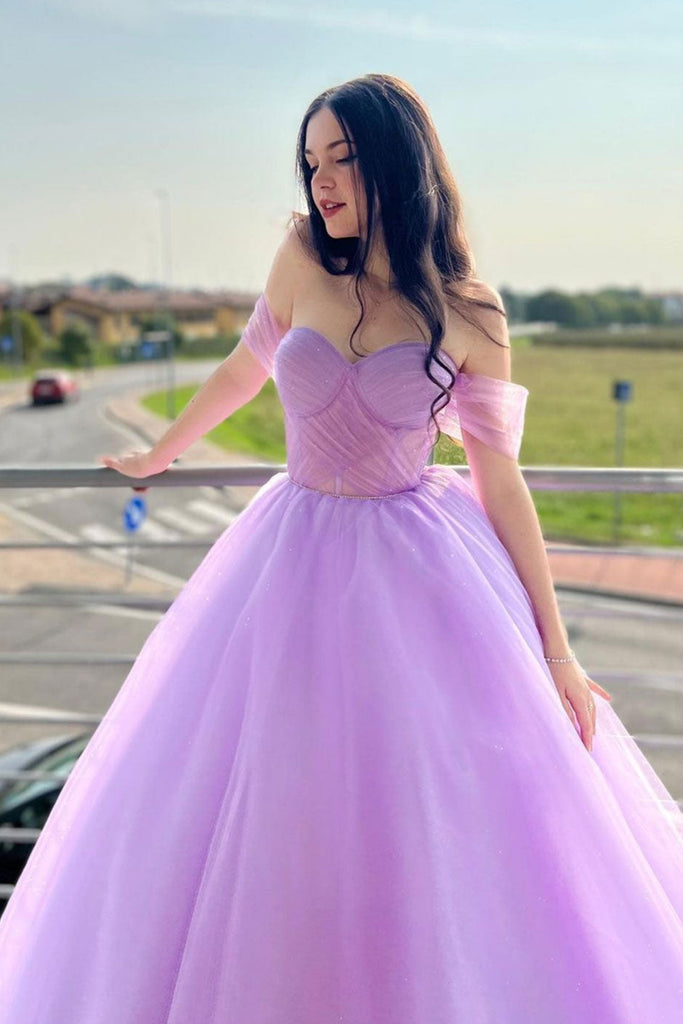 Petal Power Applique Lilac Lavender Prom Dresses 2022 With Off Shoulder  Design And Sweep Train 2018 Formal Wear From Manweisi, $113.8 | DHgate.Com