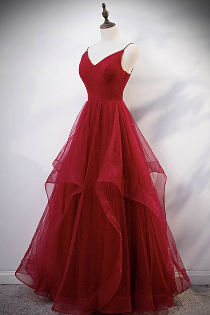 Purple Layered Prom Dresses 2024 Ruffle Plunging Deep V-Neck Tiered Ev –  MyChicDress