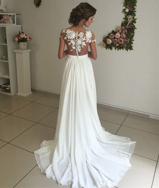 Elegant Lace Wedding Dresses, Beach Wedding Gown, Sexy See Through Pro ...