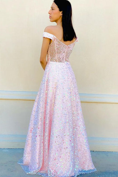 Gorgeous Off Shoulder Pink Lace Floral Long Prom Dress, Off the Shoulder Pink Formal Dress, Pink Lace Evening Dress A1835
