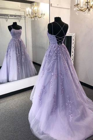 Gorgeous Backless Purple Lace Long Prom Dress 2020, Open Back Purple Formal Dress, Purple Lace Evening Dress, Purple Ball Gown