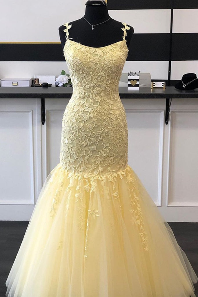 Gorgeous Mermaid Yellow Lace Long Prom Dress, Mermaid Yellow Formal Dr abcprom Gorgeous Mermaid Yellow Lace Long Prom Dress, Mermaid Yellow Formal Dr abcprom