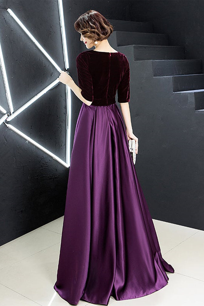 Purple Velvet Evening Gown Mermaid Purple Strapless Long Prom Dress With Gloves,Velvet Purple Velvet Evening Gown Mermaid Purple Strapless Long Prom Dress With Gloves,Velvet