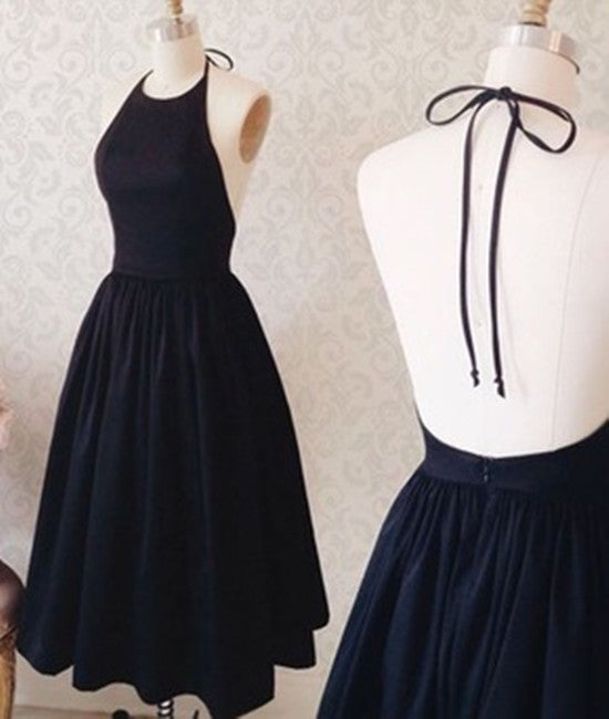 Halter Neck Backless Black Short Prom Dress, Black Homecoming Dress abcprom Halter Neck Backless Black Short Prom Dress, Black Homecoming Dress abcprom