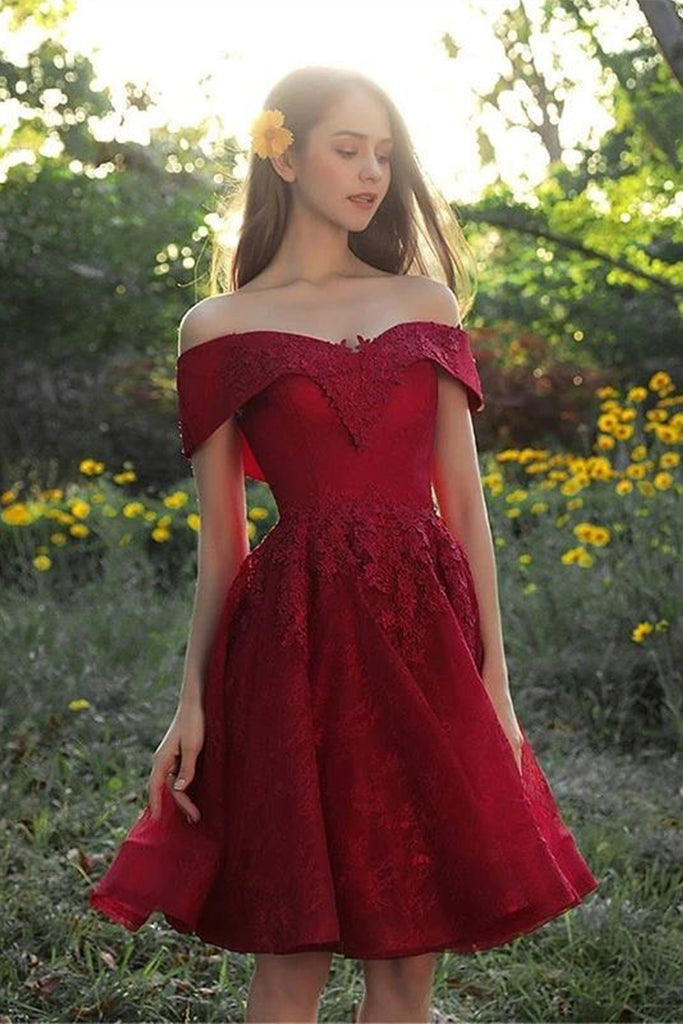 Off Shoulder Burgundy Lace Prom Dress, Off the Shoulder Burgundy Homec abcprom Off Shoulder Burgundy Lace Prom Dress, Off the Shoulder Burgundy Homec abcprom